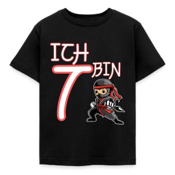 Ich bin 7 Ninja Geburtstag 7.Geburtstag - Kinder T-Shirt - Schwarz - Vorne - AI Model Kid Female (0cm)