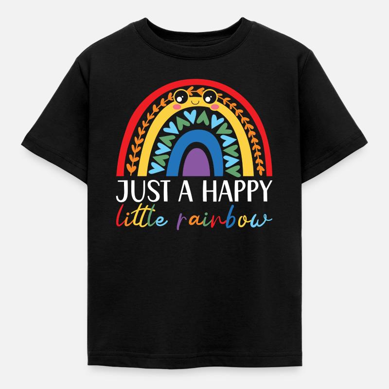 Nur ein glücklicher kleiner Regenbogenflüsterer - Kinder T-Shirt - Schwarz