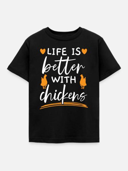 Hühnerbauer Hühnerflüsterer Bauernhoftier - Kinder T-Shirt - Schwarz