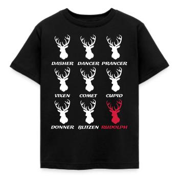 Rentiere Namen Weihnachtsmann Rudolph Dasher Dance - Kinder T-Shirt - Schwarz - Vorne - AI Model Kid Female (0cm)