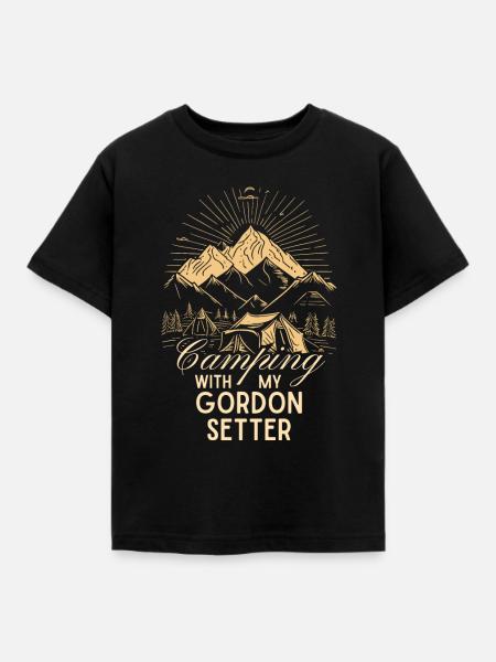Gordon Setter Camping - Kinder T-Shirt - Schwarz