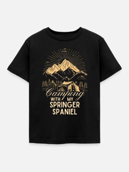 Springer Spaniel Camping - Kinder T-Shirt - Schwarz