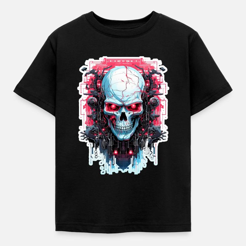 Teschio Cyberpunk - Maglietta per bambini - nero
