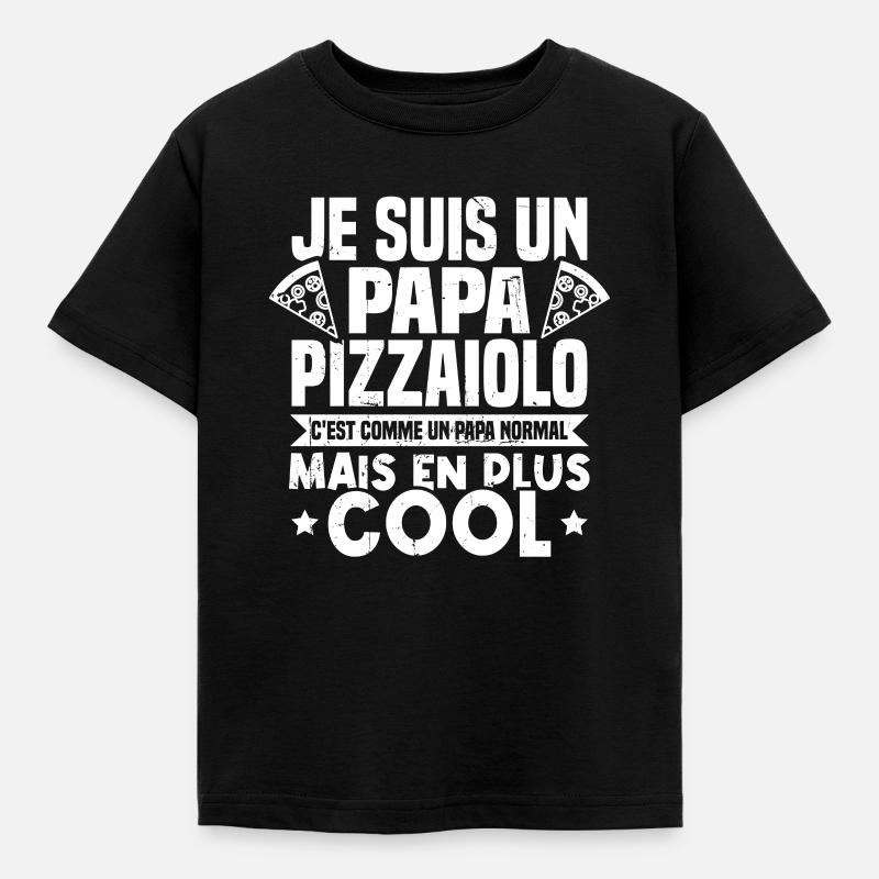 Un papa pizzaiolo c'est comme un papa normal - T-shirt Enfant - noir
