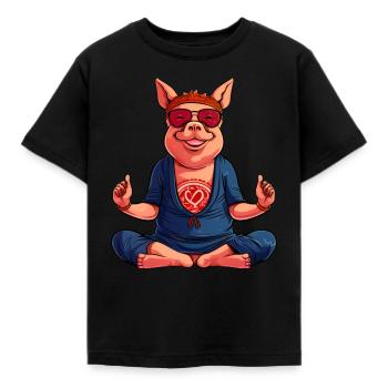 Yogi Schweinchen - Kinder T-Shirt - Schwarz - Vorne - AI Model Kid Female (0cm)