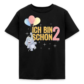 2 Jahre alt süß Elefant Luftballons Geburtstag - Kinder T-Shirt - Schwarz - Vorne - AI Model Kid Female (0cm)