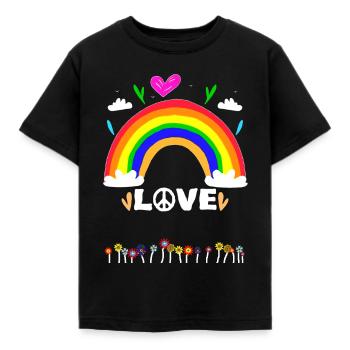 Love Flowers Rainbow - Kids' T-Shirt - black - Front - AI Model Kid Female (0cm)
