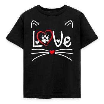 Valentinstag Katze Liebe - Kinder T-Shirt - Schwarz - Vorne - AI Model Kid Female (0cm)