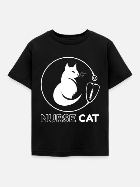 Katzenkrankenschwester-Stethoskop - Kinder T-Shirt - Schwarz