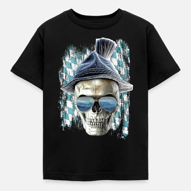 Bavarian skull - Kinder T-Shirt - Schwarz