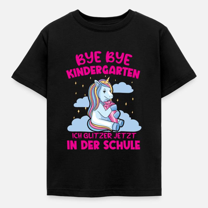 kita kindergarten schule einhorn geschenk mädchen - Kinder T-Shirt - Schwarz