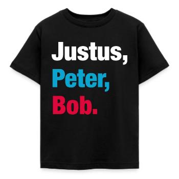 Die Drei ??? Kids Justus, Peter, Bob. - Kinder T-Shirt - Schwarz - Vorne - AI Model Kid Female (0cm)