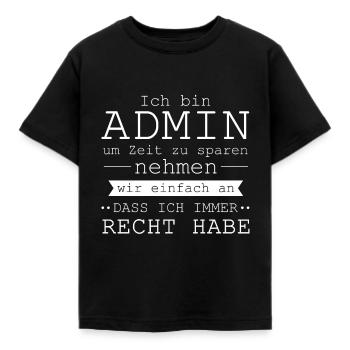 Admin - Kids' T-Shirt - black - Front - AI Model Kid Female (0cm)