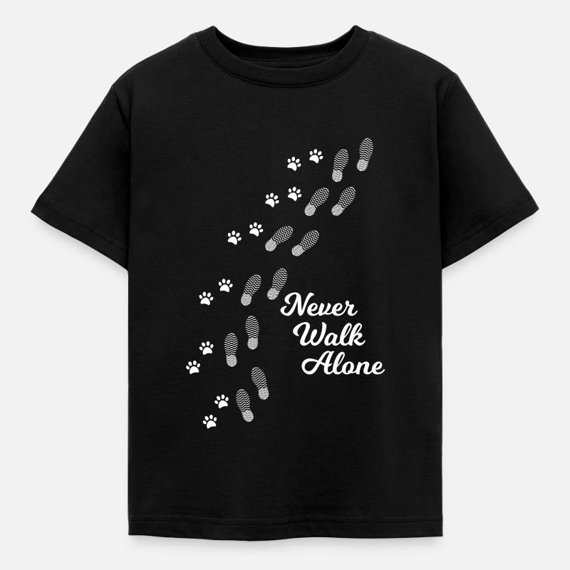 Never Walk Alone - Hund Gassi Gehen - Kinder T-Shirt - Schwarz