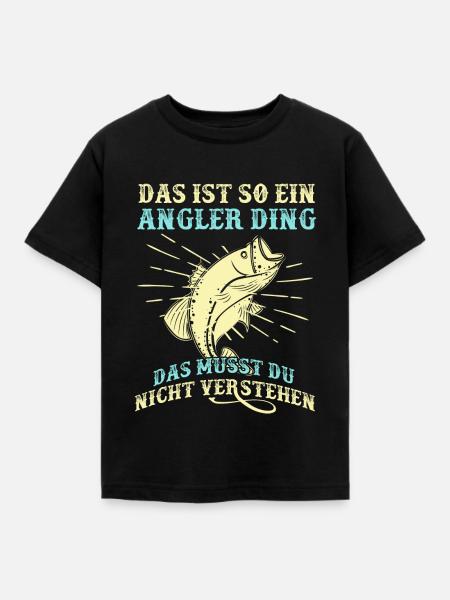 Angler - Kinder T-Shirt - Schwarz