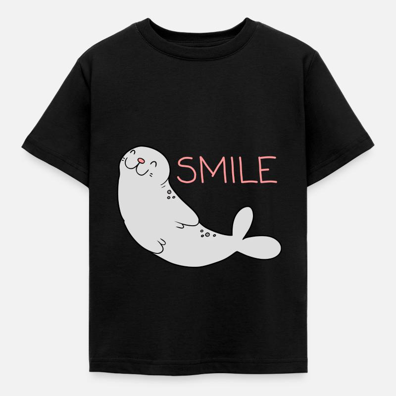 Phoque mignon - T-shirt Enfant - noir