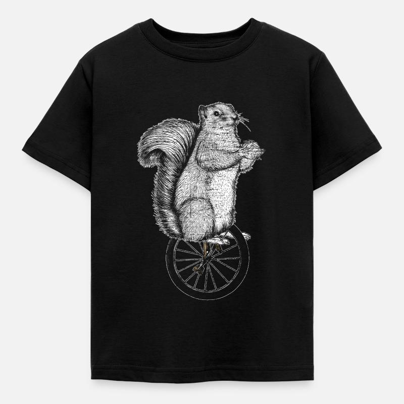 Eichhörnchen Einrad - Kinder T-Shirt - Schwarz