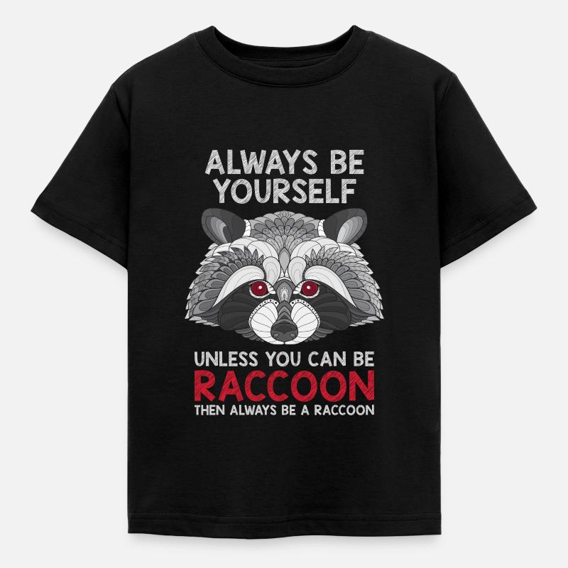 Waschbär Geschenkidee - Kinder T-Shirt - Schwarz