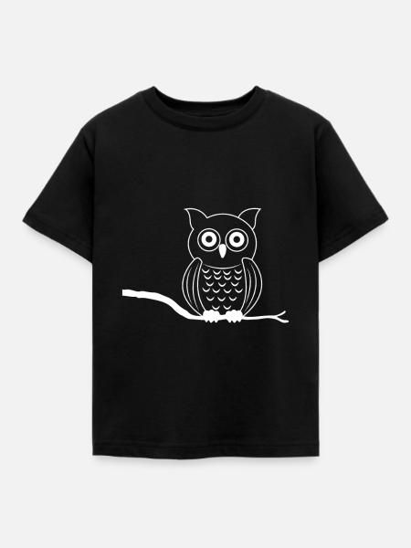 Eule - Kinder T-Shirt - Schwarz