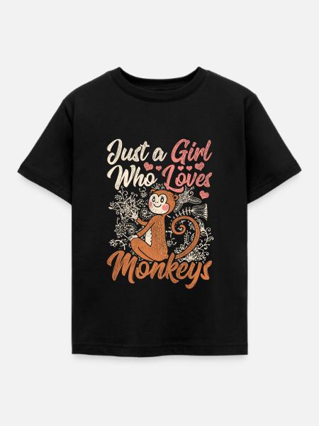 Affe Affen - Kinder T-Shirt - Schwarz
