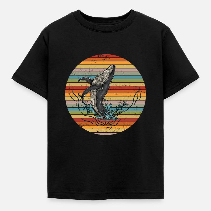 Retro Wal - Kinder T-Shirt - Schwarz
