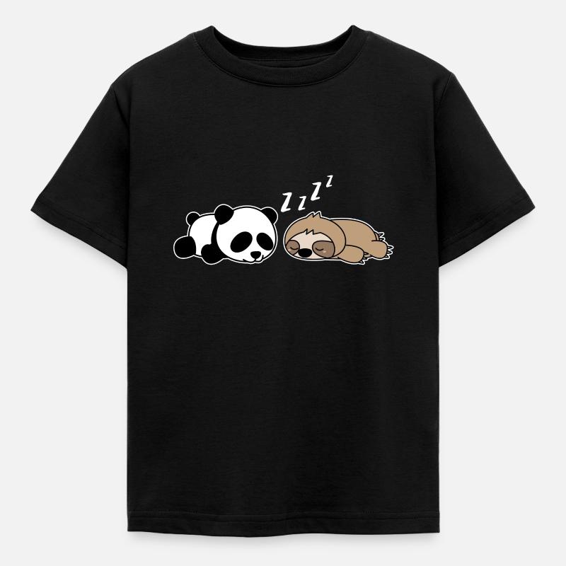 Faultier Panda - Kinder T-Shirt - Schwarz
