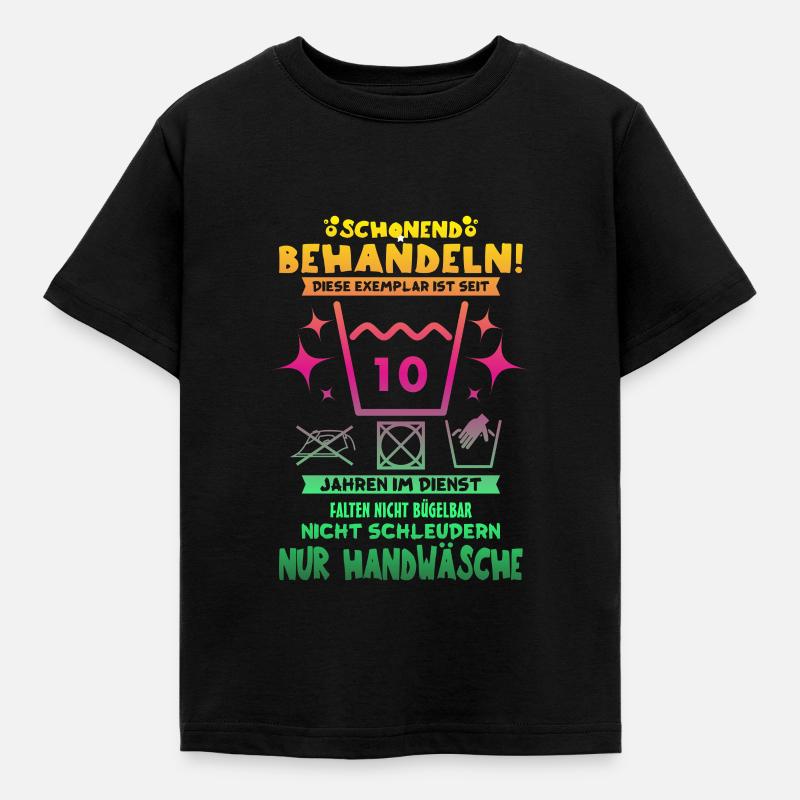 10.Geburtstag Schonend Behandeln - Kinder T-Shirt - Schwarz