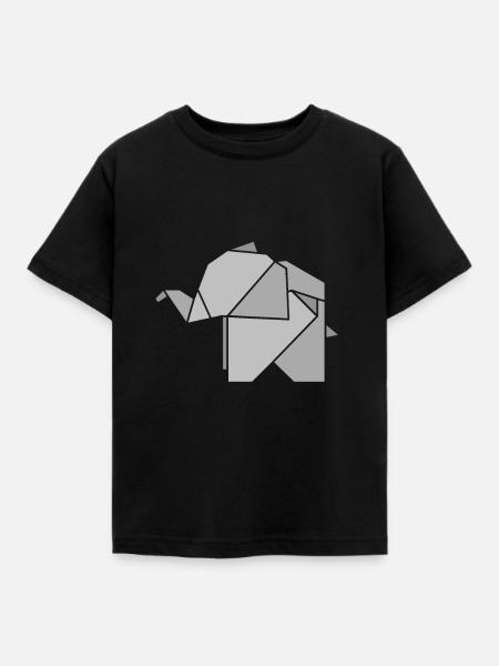 Origami Elefant - Kinder T-Shirt - Schwarz