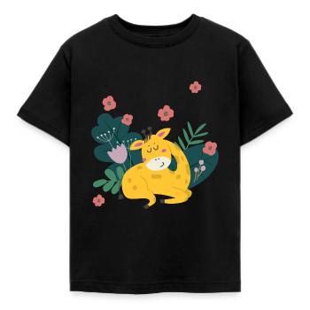 Giraffe im Dschungel | Boho-Style für Kinder - Kinder T-Shirt - Schwarz - Vorne - AI Model Kid Female (0cm)