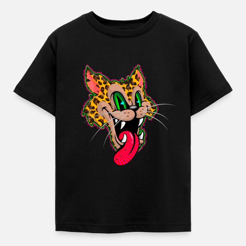 Leopard Comic Psychedelisch - Kinder T-Shirt - Schwarz