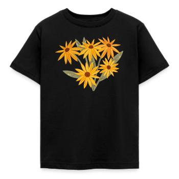 Rudbeckien Blumenstrauss - Kinder T-Shirt - Schwarz - Vorne - AI Model Kid Female (0cm)