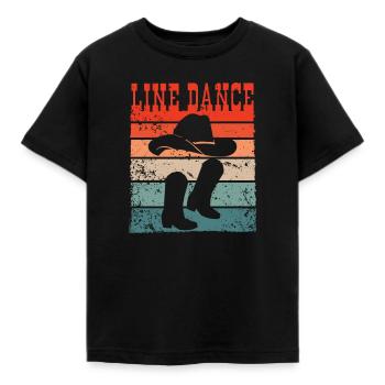 Line Dance Dancing Retro | Line Dance - Kids' T-Shirt - black - Front - AI Model Kid Female (0cm)