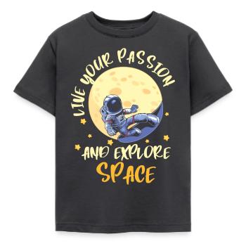 Space Shuttle Schwerelos Stern Planet - Kinder T-Shirt - Dunkelgrau - Vorne - AI Model Kid Female (0cm)