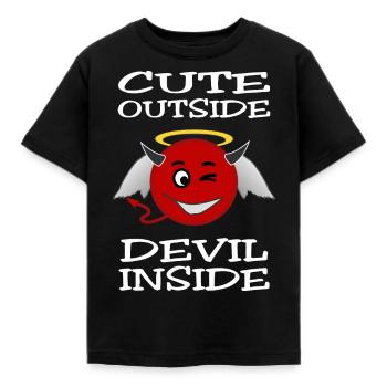 Cute Outside - Devil Inside - Kids' T-Shirt - black - Front - AI Model Kid Female (0cm)