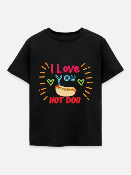 Würstchen mit Brötchen - Kinder T-Shirt - Schwarz