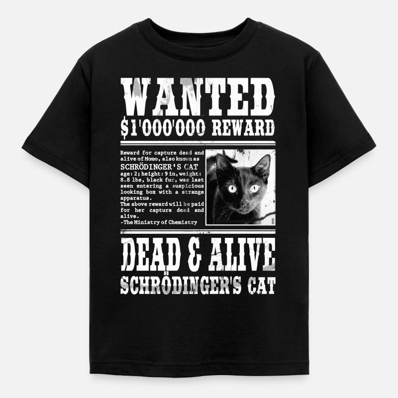 le chat de schrödinger blanc - T-shirt Enfant - noir