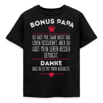 Bonus Papa - Kinder T-Shirt - Schwarz - Vorne - AI Model Kid Female (0cm)