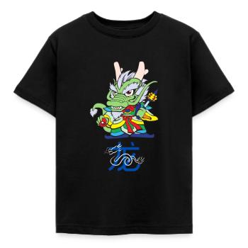 Signe astrologique chinois : Dragon - T-shirt Enfant - noir - Devant - AI Model Kid Female (0cm)