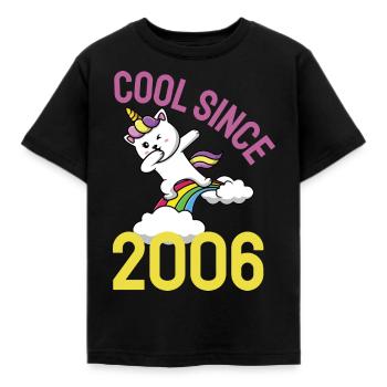 Cool since 2006 Dabbing cat 16th birthday - Kids' T-Shirt - black - Front - AI Model Kid Female (0cm)