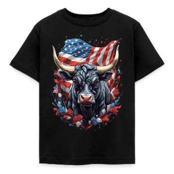 Bulle der Wall Street: Amerikanische Börsenmacht - Kinder T-Shirt - Schwarz - Vorne - AI Model Kid Female (0cm)