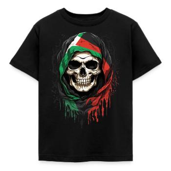 Palestinian Skull: Flag of Pride - Kids' T-Shirt - black - Front - AI Model Kid Female (0cm)