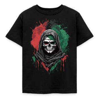 Palestine Flag: Proud Skull - Kids' T-Shirt - black - Front - AI Model Kid Female (0cm)
