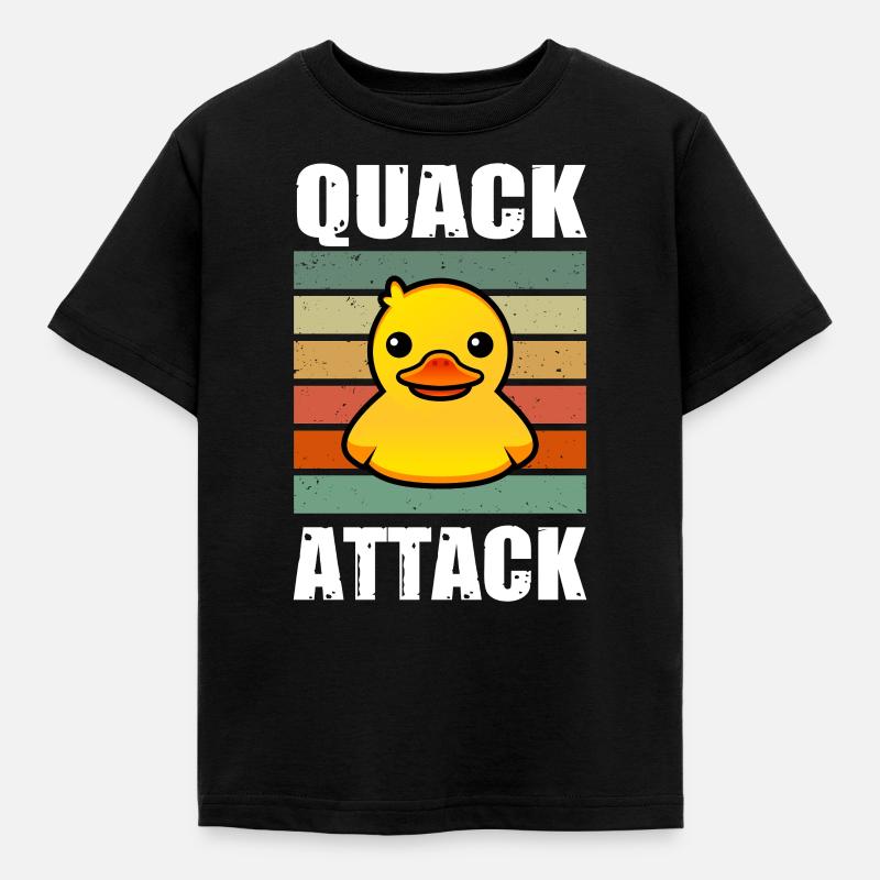 Quack Attack Gelbe Gummiente Quietscheente - Børne-T-shirt - sort