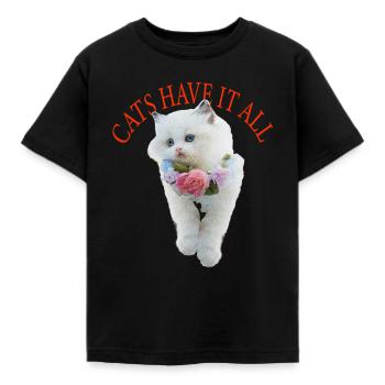 Sassy Cat - Kids' T-Shirt - black - Front - AI Model Kid Female (0cm)
