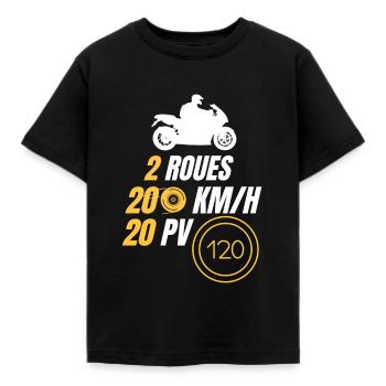 2 roues, 200 km/h, 20 PV - T-shirt Enfant - noir - Devant - AI Model Kid Female (0cm)