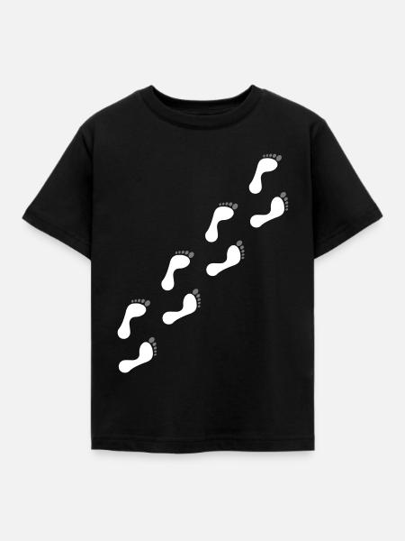 Barfuß Laufen - Fußabdruck - Kinder T-Shirt - Schwarz