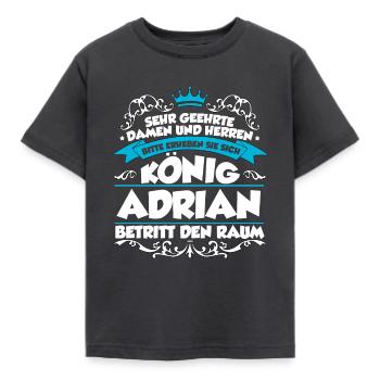 Adrian Name Design - Kinder T-Shirt - Dunkelgrau - Vorne - AI Model Kid Female (0cm)
