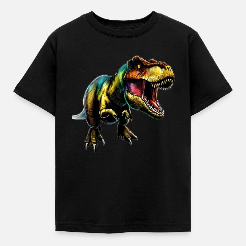 Dinosaurier T Rex König der Urzeit - Kinder T-Shirt - Schwarz