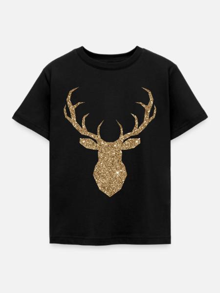 Hirschkopf Gold - Kinder T-Shirt - Schwarz