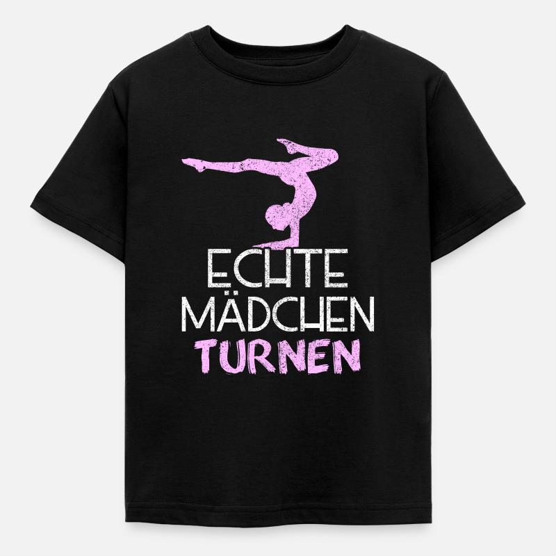 Echte Maedchen Turnen - Kinder T-Shirt - Schwarz